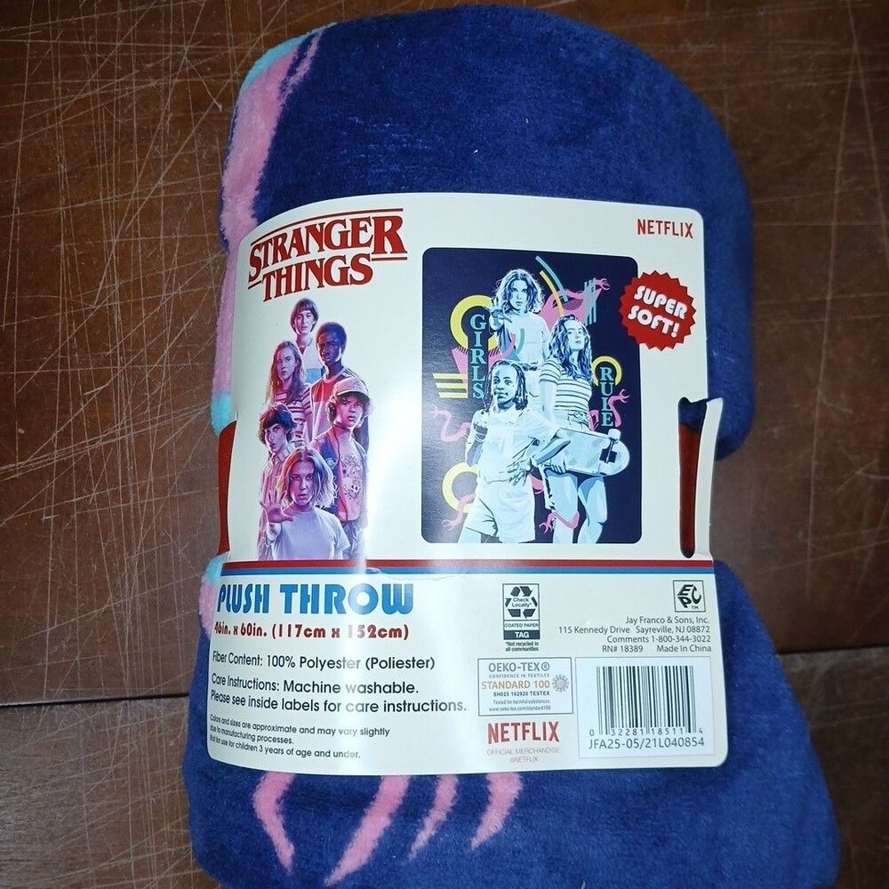 Stranger Things Travel Blanket Throw 46 X 60in Girls Rule NEW